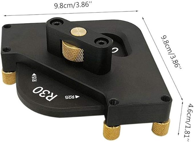 8 in 1 Aluminum Alloy Corner Radius Routing Templates Aluminium Alloy Router Templates for for Trimmer R10 R15 R20 R30, T15 T20 T25 T30 Half Round Corner Radius Quick-jig