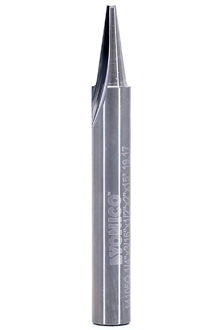 YONICO Router Carving Bits CNC Engraving Solid Carbide V Groove 15 Degree 1/16-Inch Flat Point 1/4-Inch Shank 14105q