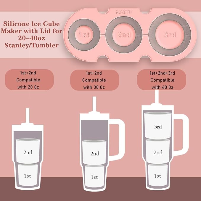 2PC Silicone Ice Mold for Stanley Cup 30 40oz, Tumbler Ice Maker | Easy Fill - Image 4