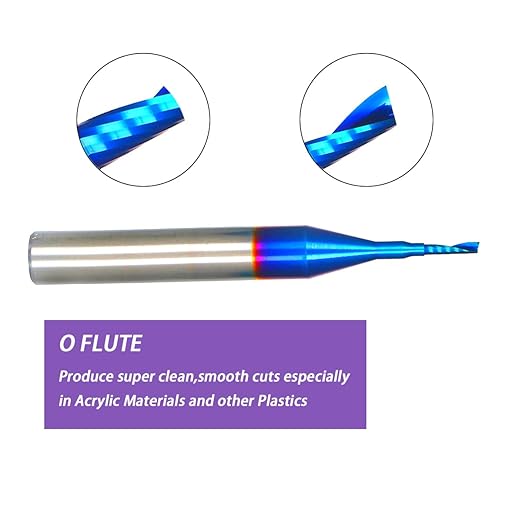 O Single Flute Upcut Spiral End Mill CNC Router Bit with NACO Coating for Plastic Cutting with Mirror Finish (1, 1/16 D x 1/4 CH x 1/4 SHK x 2L) UT116