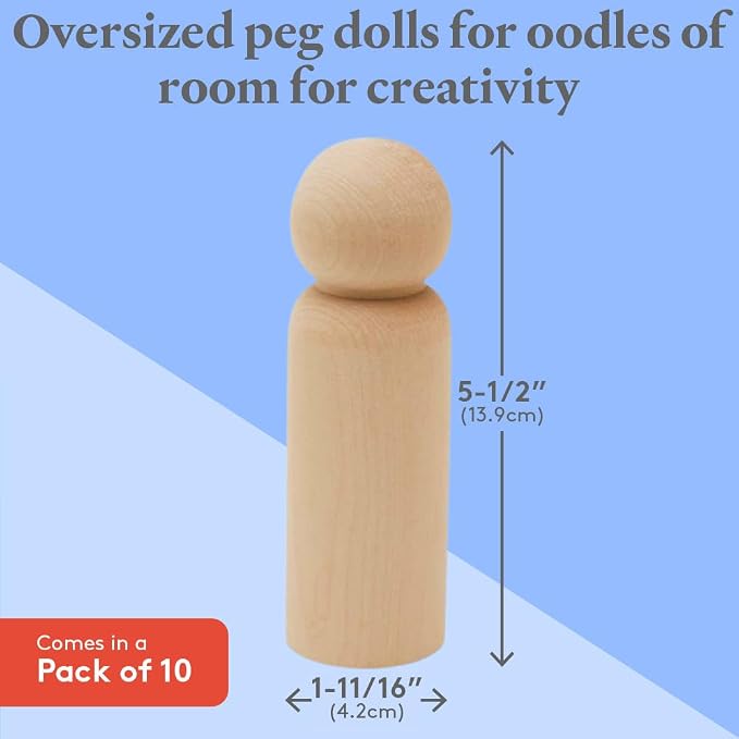 Small Wooden Peg Dolls Unfinished 5 1/2 inch, Giant Man Shape - Image 4
