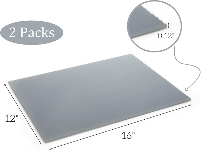 2 Pack Neutral Grey Tempered Glass Palettes, Scratch Resistant Paint Mixing - Image 2