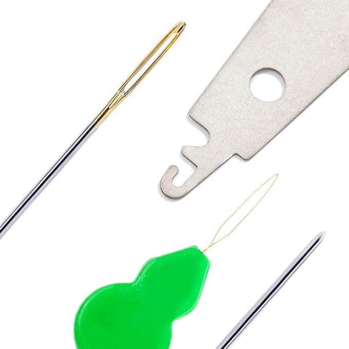 100pcs Cross Stitch Needles + 2 Needle Threader Golden Color Large Eyes Cross - Image 7
