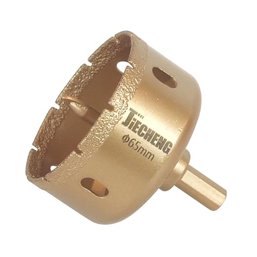 Brazed Diamond 2-1/2 inch Hole Saw with Center Drill Bit for Ceramic,Porcelain,Tile,Glass,Granite Quartz,Marble,Gemstone,Dry Drilling 65mm