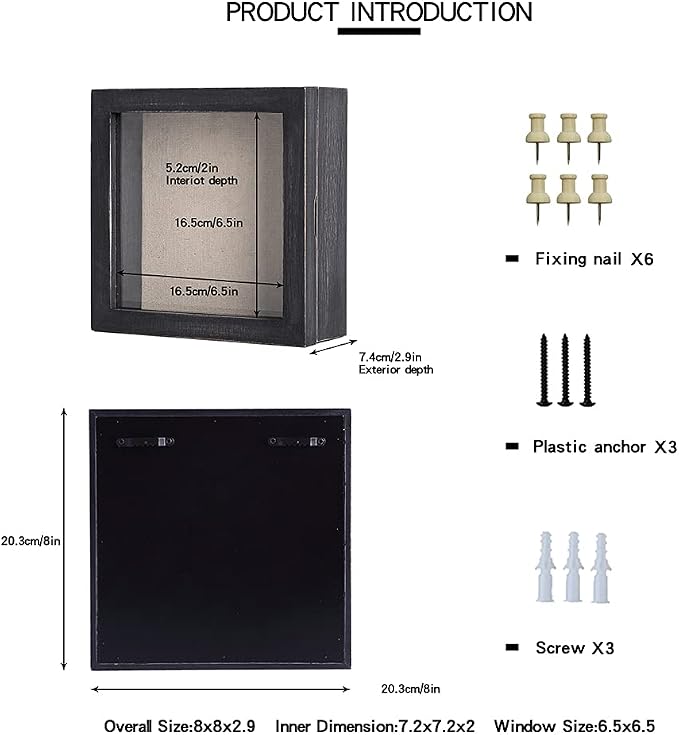 Freezing point Shadow Box Frame 8x8 Shadow Box Display Case Cabinet Pin Picture - Image 5