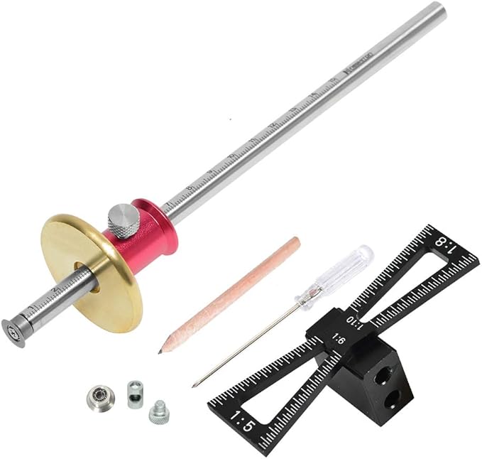 YOSELIN Dovetail Marking Jig Wheel Marking Gauge Tool Set, 1 Woodworking Pencil,1 Wheel Cutter for Hardwood,1 Bearing Wheel Cutter for Soft Wood, Precision Ground Steel Rod for Woodworking …