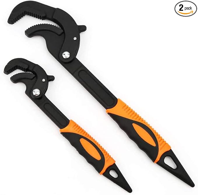 2 Pcs Multi-function Universal Wrench Set Self Adjusting Spanner Quick Power Grip Pipe Wrench for Auto Repair and Home Maintenance
