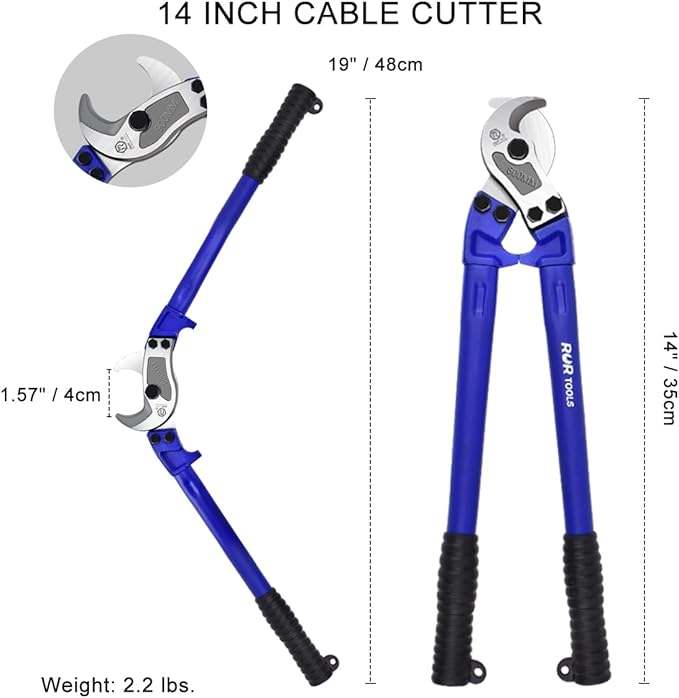 ZrgGea 14 Inch Heavy-Duty Cable Cutter | Industrial-Grade, Forged T8 Alloy Steel, HRC56, Sharp Cutting. For Cables & Wire Ropes