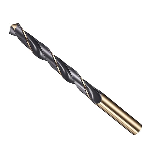 Drill Bit, 12.5mm Cutting Diameter, 4341 HSS Gold and Black 118° Cutting Angle Number Jobber Bits - (Applications: for Drilling Soft Metal Plastic Wood), 1-Pieces