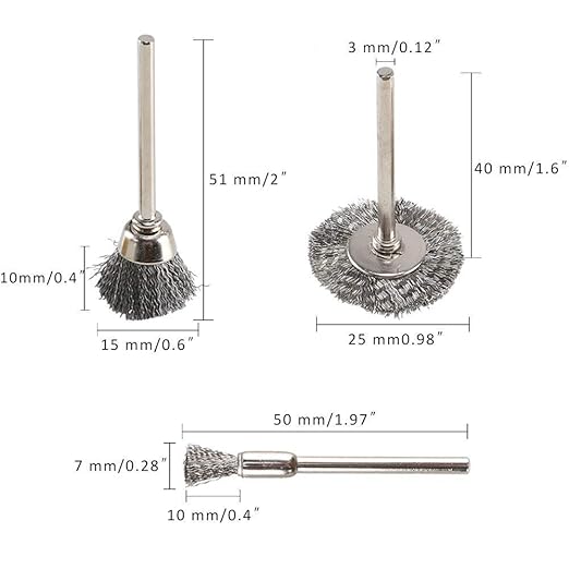 60 Pcs Wire Brushes Set, Rocaris Steel Wire Wheels Pen Brushes Set Kit Accessories for Rotary Tool