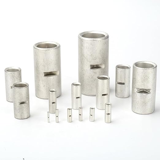 SVAAR 6 PCS 00 Gauge Non Insulated Butt Connectors 2/0 AWG Uninsulated Butt Splice Connectors Crimp Repair Butt Splices Kit Tinned Copper Seamless Barrel Butt Splice Terminals & 6PCS 3:1 Heat Shrinks