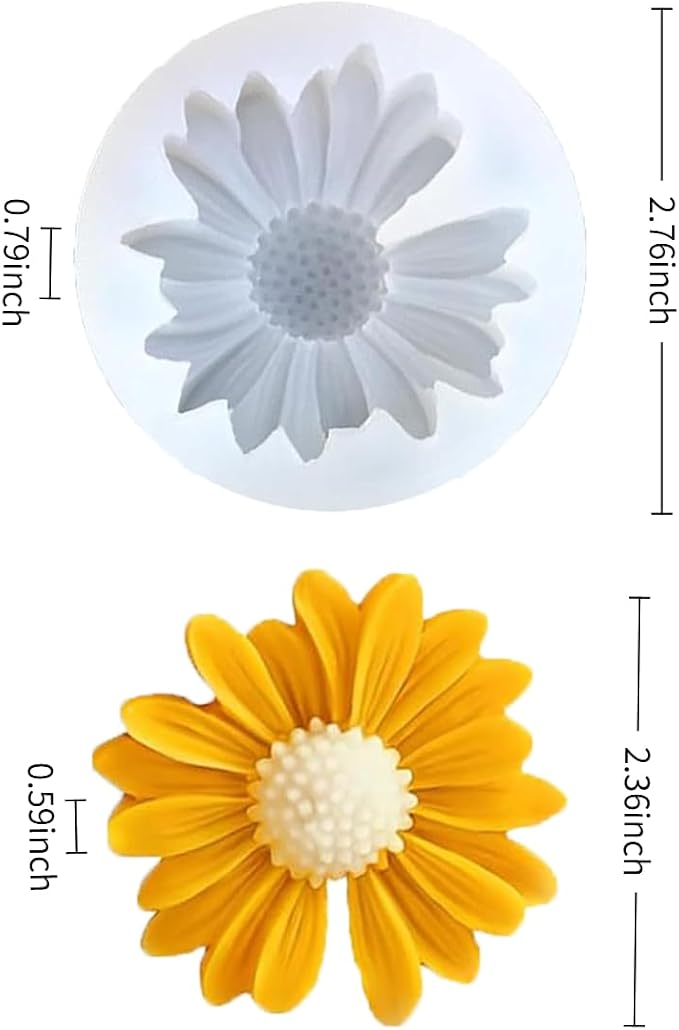 4 PCS Daisy Flower Silicone Mold Set, Small Flower Candle Molds - Image 3