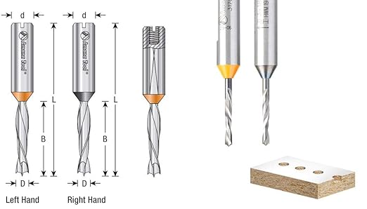 Amana Tool - 217008 Brad Pt. Solid Carbide Dowel Drill Boring Bit R/H 8mm Dia x 70mm Lon