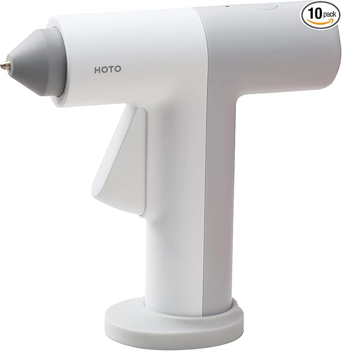 HOTO Cordless Hot Glue Gun, 30s Fast Preheating, Dual Anti-Scald & Anti-Drip Nozzle, Smart Power-Off, 2000mAh USB-C Rechargeable, 10 Mini Glue Sticks for Crafts, DIY Arts, Home Repairs