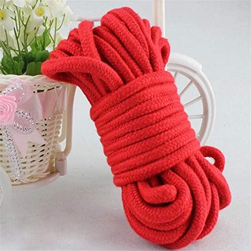 Soft Cotton Rope, 32 feet / 10m Rope, 8mm Thick, Soft Rope, Long Rope, Soft Tying Rope (Black + Deep red)