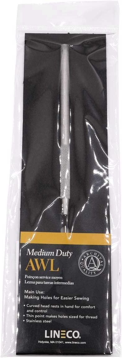 Lineco, Medium Duty Awl, Fine Point with Stainless Steel Straight Handle, for Sewing and Bookbinding