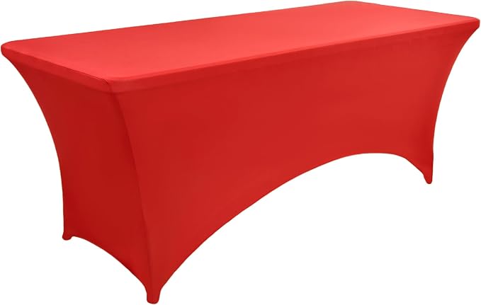 2-Pack 6ft Red Spandex Table Covers - Image 8