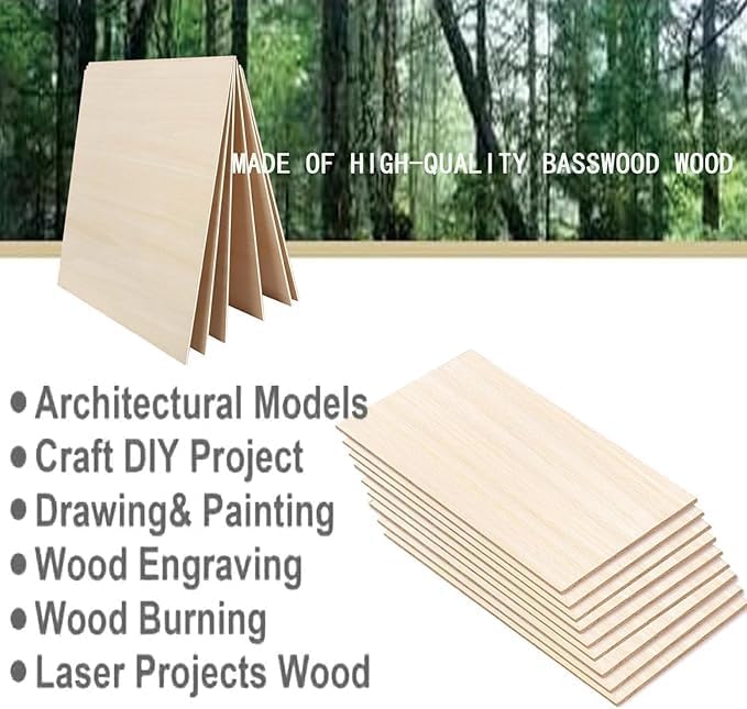 5 Pack 12"x12"x1/8 Basswood Sheets - Image 2