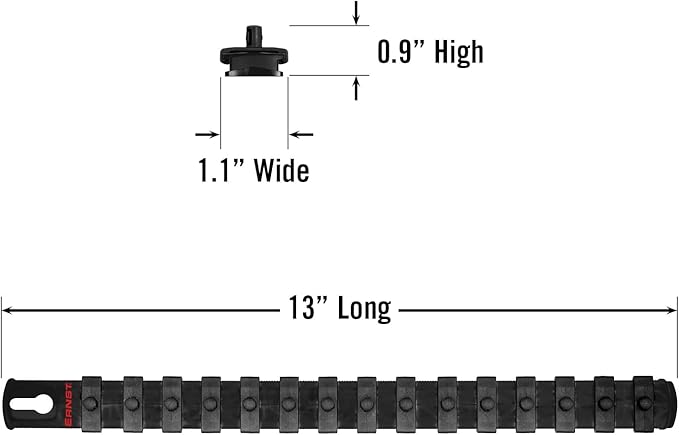 Ernst Manufacturing 13-Inch Magnetic Socket Organizer with 15 1/4-Inch Twist Lock Clips, Black (8423M-Black-1/4)