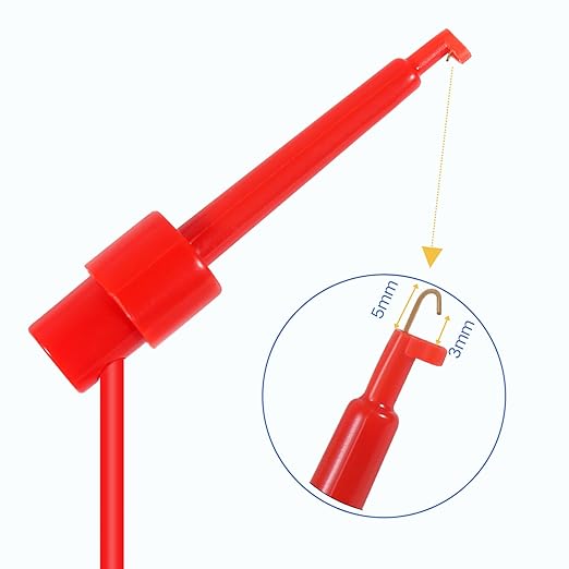 5PCS Test Hook Clips Silicone Test Leads, 20 AWG Multimeter Electrical Test Dual Lead Test Hook Clips for Electronic, Component, Testing Connecting