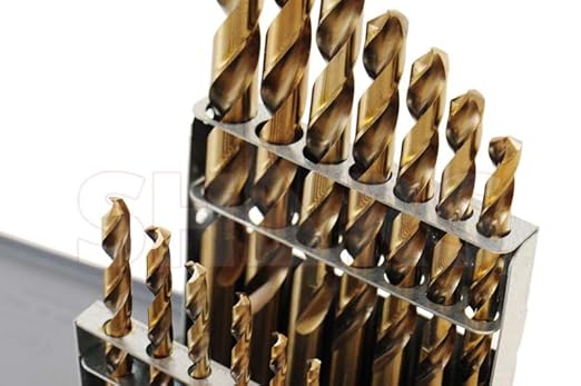 Shars 1/16-1/2" by 32nds 15 Pcs M35 Cobalt Heavy Duty Black & Gold Finish Jobber Drill Set 135° Point Angle 404-2205 P(