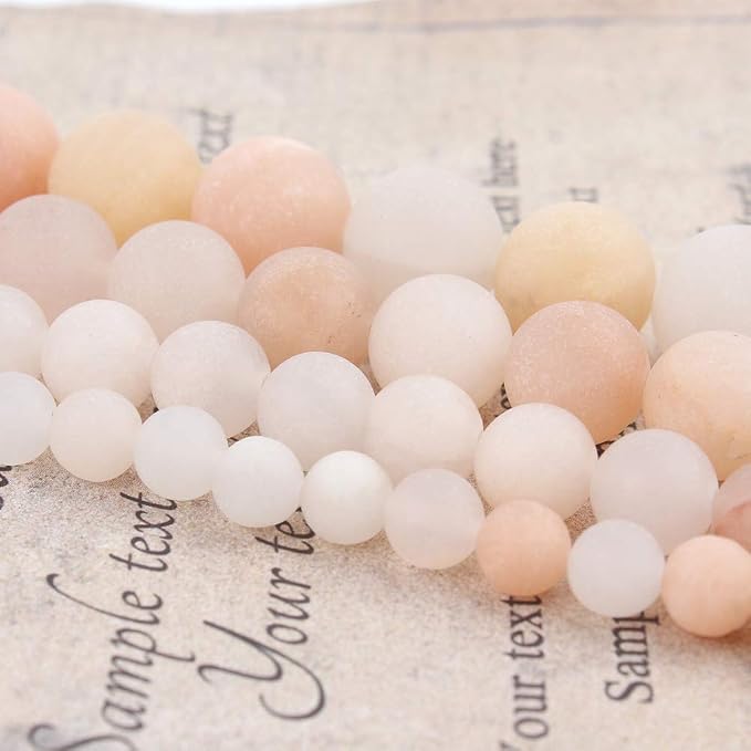 60pcs Natural Matte Light Pink Aventurine Gemstone Beads，6mm Frosted Round - Image 5