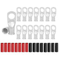 16Pcs 4 AWG 3/8" Stud Heavy Duty Tinned Copper Wire Lugs with 16Pcs Heat Shrink Tubing Ring Terminals Battery Cable Ends Bare Copper Eyelets
