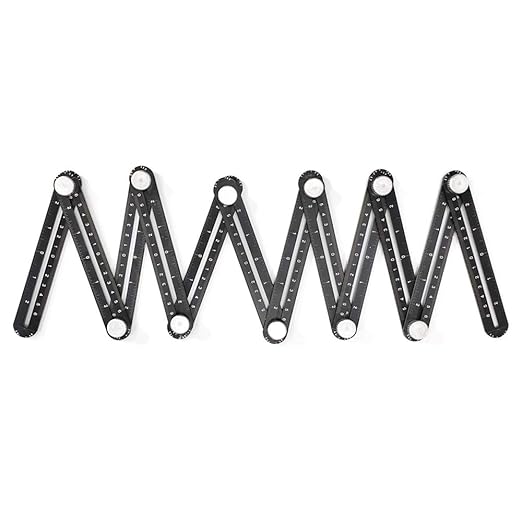Multi Angle Measuring Ruler, 12-Sides Ruler Hole Locator Aluminum Alloy Universal Multi Angle Measuring Ruler Protractors, Adjustable Floor Tile Glass Woodworking Puncher