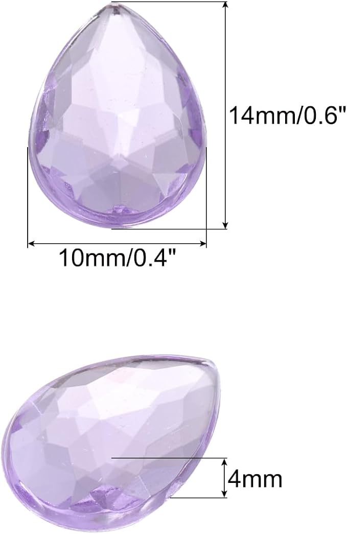 MECCANIXITY 50PCS Flat Back Acrylic Teardrop Gems 10x14mm Artificial Rhinestones - Image 2