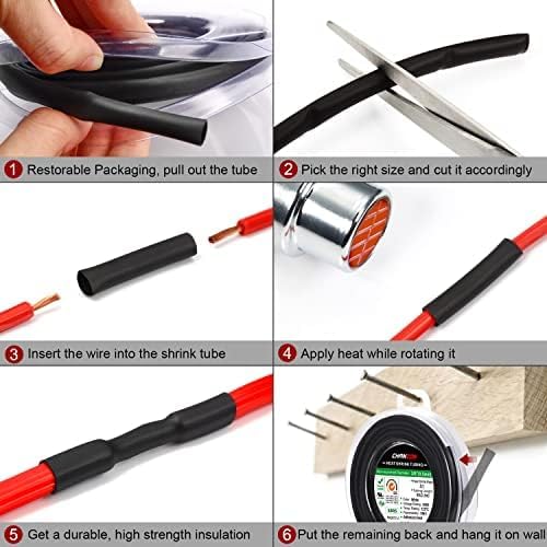 Chanzon 2:1 Ratio 5/64" (2mm) Heat Shrink Tubing 8Ft Roll (2.5M Total Length) Red Polyolefin Sleeving Wrap Shrinking 2 to 1 1pcs