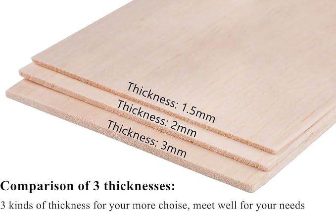 12 Pack Balsa Wood Sheets 1/12 x 4 x 6 Inch Cricut Unfinished Thin Wood Sheets - Image 6