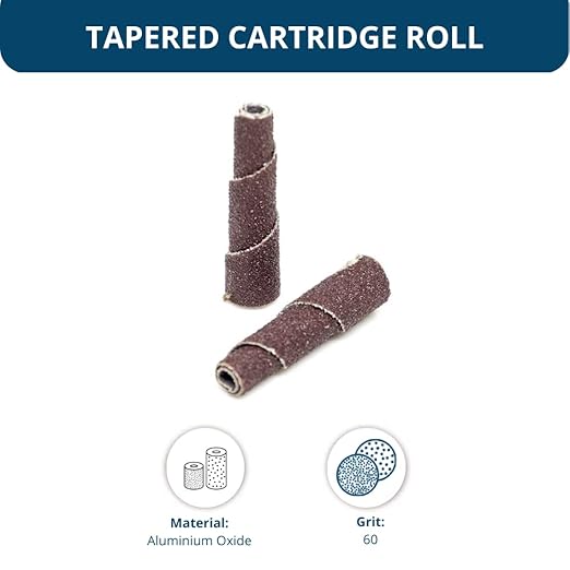 Benchmark Abrasives Aluminum Oxide Tapered Sanding Cartridge Rolls for Blending Deburring Polishing Sanding Metals, Rotary Sander - Drill & Die Grinder Abrasives (10 Pack)(3/8" x 1-1/2", 60 Grit)