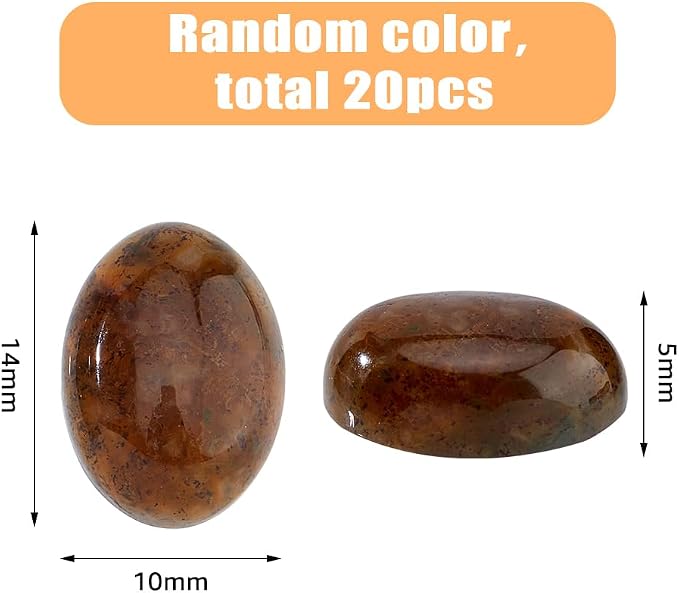 20Pcs Plastic Oval Moss Stone Flat Back Gemstone Stone 14x10mm Crystals - Image 2