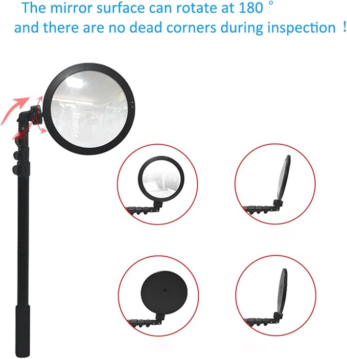Generic Portable Vehicle Inspection Mirror with Extendable 16cm Acrylic Lens and Handle