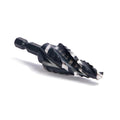 Four Spiral Flute M35 Cobalt Step Drill Bit Set 1/4" - 3/4"(9 Sizes),Impact Ready Four Flute Step Drill Bit,1/4" Hex Shank Step Bits for Metal, Stainless Steel, Aluminum, Wood, Plastic