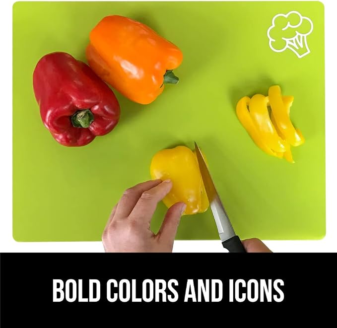 GORILLA GRIP 100% BPA-Free Flexible Cutting Board Set of 4, Durable Plastic Mats - Image 9