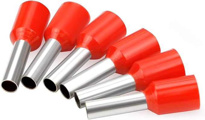 XHF 1000 PCS AWG 22/0.5mm² Wire Ferrules Insulated Copper Crimp Connectors, Crimp Pin Cord End Terminals Red