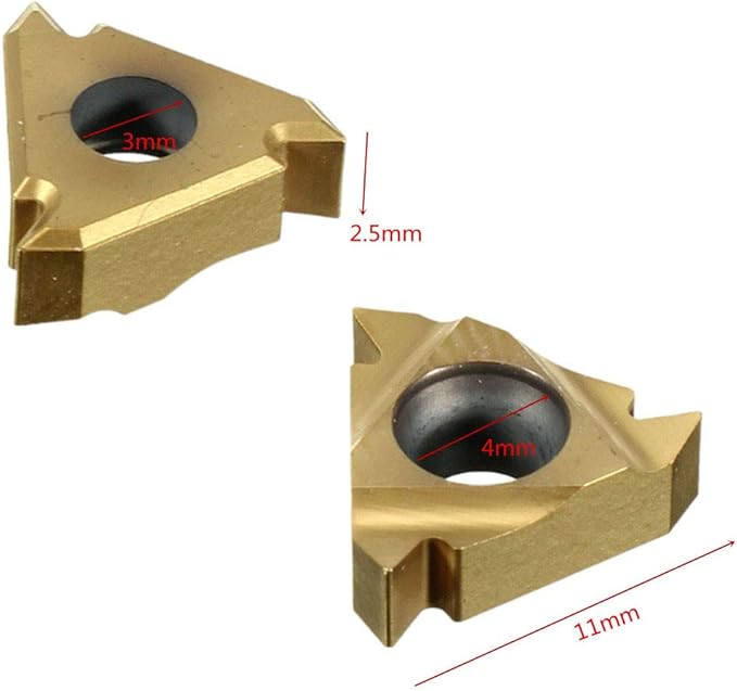 Lathe Threading Carbide Inserts:10 Pcs 11IR A60 1/4 Carbide Inserts for Internal Threading Holders CNC Cutting CNC Turning Tool
