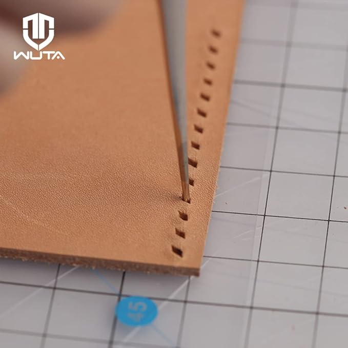 WUTA 10 Packs Leather Craft Awl Tools Leather Hole Punch Tool Sewing Punching Hole Maker Stitching Over Stitch Wood Handle for DIY Handmade Christmas Gift