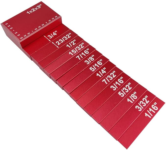 Setup Blocks Height Gauge Set, 15pcs Precision Aluminum Setup Bars for Router and Table Saw Accessories Woodworking Set Up, Bars Include Laser Engraved Size Markings