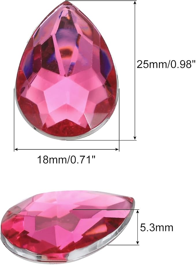 MECCANIXITY 50PCS Flat Back Acrylic Teardrop Gems 18x25mm Artificial Rhinestones - Image 2