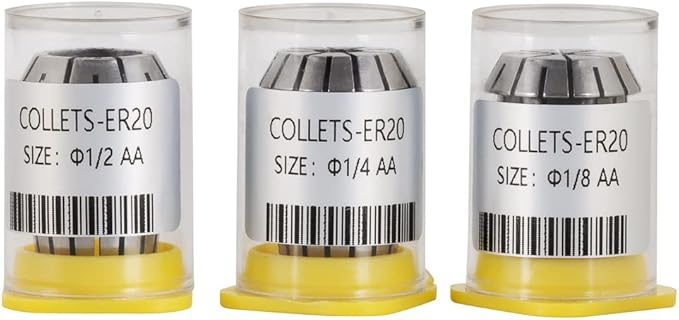 3PCS ER20 1/2", 1/4", 1/8" High Precision Spring Collet Set for CNC Engraving Milling Lathe Chuck Tool