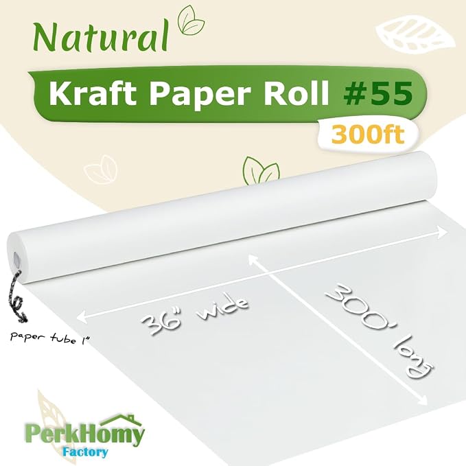 PerkHomy White Kraft Paper Roll 36" x 3 - Image 2