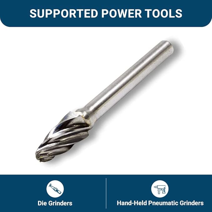 Benchmark Abrasives Ball Shape Premium Tungsten Carbide Burr with 1/4 Inch Shank Aluminum Cut Rotary Tool, Engraving Tool for Non-Metals Shaping Carving (SF-3NF)