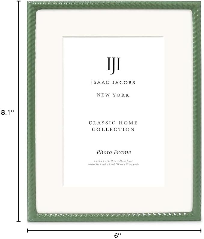 Isaac Jacobs 6x8 Green Metal Rope Border Picture Frame, Horizontal & Vertical - Image 5