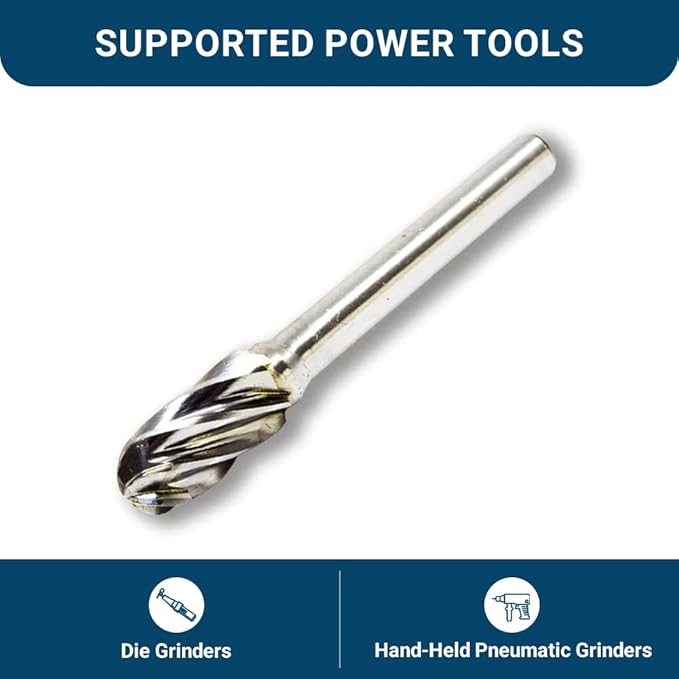 Benchmark Abrasives Ball Shape Premium Tungsten Carbide Burr with 1/4 Inch Shank Aluminum Cut Rotary Tool, Engraving Tool for Non-Metals Shaping Carving (SC-3NF)