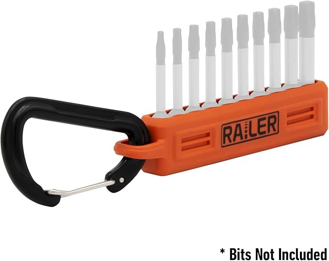 Screwdriver Bit Holder Storage Organizer – Railer 10-Hole Camo Green Bit Holder with Carabiner - 2 Pack