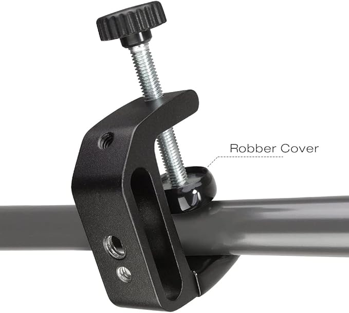 Universal C-Clamp Aluminum Support Clamp Desktop Mount Holder Stand with 1/4" and 3/8" Thread Black(2 Pcs)