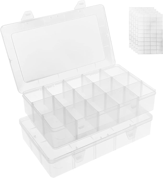 Umirokin 2 Pack 15 Grids Clear Plastic Organizer Box by Umirokin