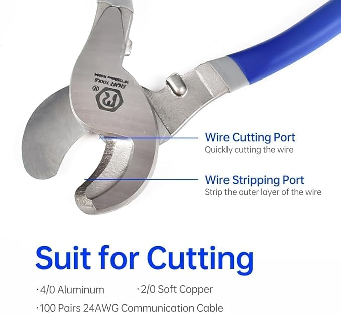 10.5 inch Cable Cutters for Steel - Wire Cutters for Hard Wire Ropes,Industrial Strength,Comfort Grip Handle,Ideal for Firefighter Tools (10.5-inch)